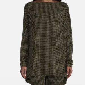 Bryn Walker Dimitri Houndstooth Tunic Top Green Black